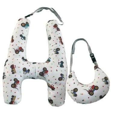 Imagem de Travesseiro de Viagem em Formato H com Almofada de Pescoço – Fibra Siliconada – Infantil e Adulto(TRATORZINHOS)