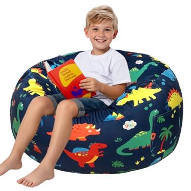 Imagem de Lukeight Cadeira de pufe de dinossauro com cobertura de veludo removível e preenchida com espuma viscoelástica para crianças, adolescentes e adultos, sofá para jogos, leitura, grande