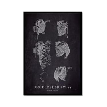 Imagem de Arte de anatomia humana, pintura em tela médica, vintage, esqueleto muscular, educação, pôster, impressão de imagem de parede, decoração de clínica hospitalar (SKU15,20.3x30.5 cm = (20x30cm), moldura