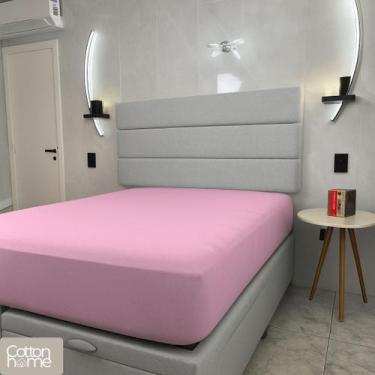 Imagem de Lençol Queen 100% Algodão Com Elástico Decorare Rosa - JF Texteis