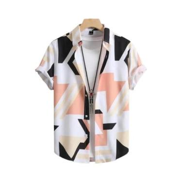 Imagem de Camisas Havaianas Masculinas De Manga Curta Com Estampa Em Patchwork 3