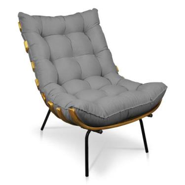 Imagem de Poltrona Costela Linho Base Metálica Preto M11 - D'Rossi, A26 Grafite