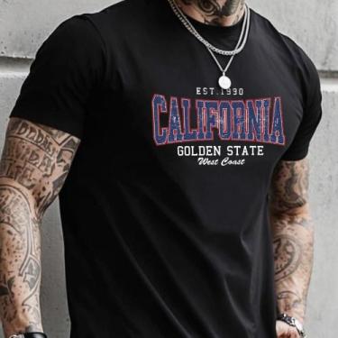 Imagem de Camiseta Masculina Estampada Casual Algodão Califórnia - Breffer, G, P