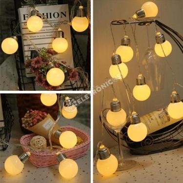 Imagem de Varal Cordão De Lâmpadas 20 Leds Bolinhas Branco-morno Para Natal Deco