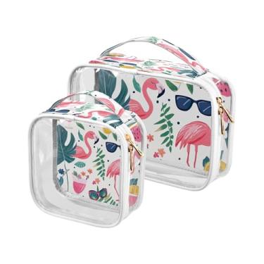 Imagem de xigua Bolsa de maquiagem de flamingo de desenho animado para mulheres, bolsa de cosméticos de viagem, bolsa de higiene portátil à prova d'água para viagens, férias, organização de banheiro