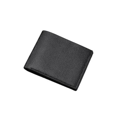 Imagem de Carteira masculina dobrável de couro sintético macio, design hipster de grande capacidade para estudantes e jovens, Preto, Tendência