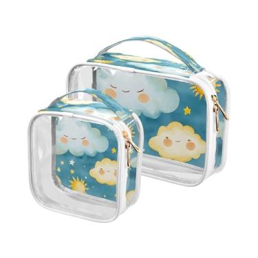 Imagem de xigua Linda bolsa de maquiagem em nuvem para mulheres, bolsa de cosméticos transparente para viagem, impermeável, bolsa de higiene pessoal portátil para viagens, férias, organização de banheiro
