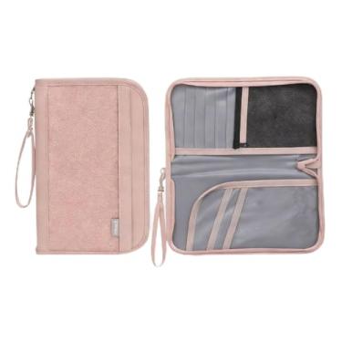 Imagem de Porta-passaporte para viagem, carteira com bloqueio de RFID, impermeável, cartões de crédito, organizador de bilhetes de voo, Rosa claro, Porta-passaporte