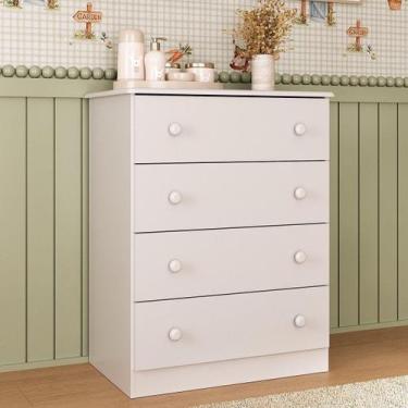 Imagem de Cômoda Infantil 65cm com 4 Gavetas Encanto Multimóveis MP4427, Branco