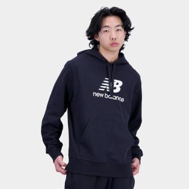 Imagem de Blusa Moletom New Balance Essentials Basic c/ Capuz Masculina, Preto, 