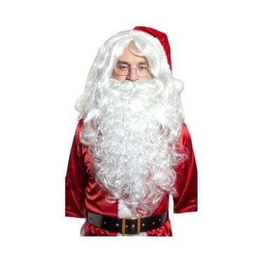 Imagem de Peruca De Papai Noel Adulto Com Barba Branca E Cabelo Longo Cacheado P