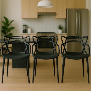 Imagem de Kit de 3 Cadeiras Para Mesa De Jantar Restaurante Varanda Allegra Mast