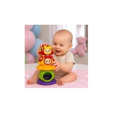 Imagem de Torre Bolinhas Joaninha Chocalho Empilhar Brinquedo Bebê Presente Infa