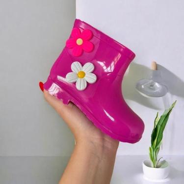 Imagem de Galocha infantil Feminina Botinha De Chuva Com Flores linda Leve e Con