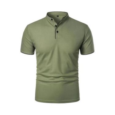 Imagem de Camisa Polo Casual De Manga Curta Para Homens, Cor Sólida, Estilo Tren