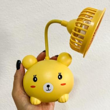 Imagem de Mini Ventilador Gatinho Ursinho Mesa Portátil Recarregável Apontador -