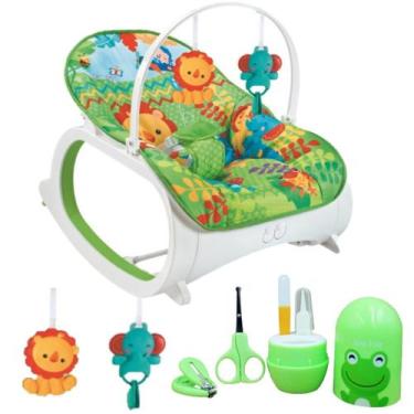 Imagem de Cadeirinha de Balanço Verde +Estojo Manicure Higiene P/ Bebê - Color B