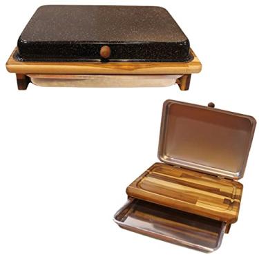 Imagem de Tábua De Churrasco Corte Carne Com Tampa Bandeja Preta 39cm