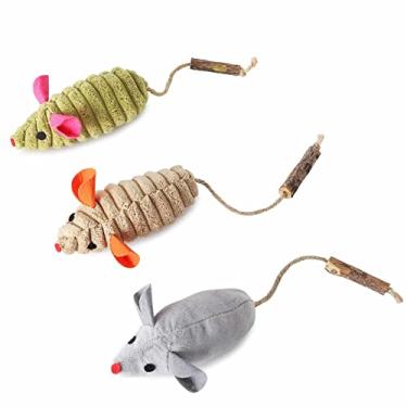 Imagem de Brinquedo de catnip de 5 peças, brinquedo de mastigação de gato resistente à mordida, brinquedos de catnip para gatos, brinquedo de mastigar de dentição de gato cheio de catnip, rato de desenho animado