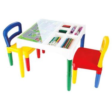 Imagem de Mesinha Didática Infantil Colorida Com 2 Cadeiras Poliplac