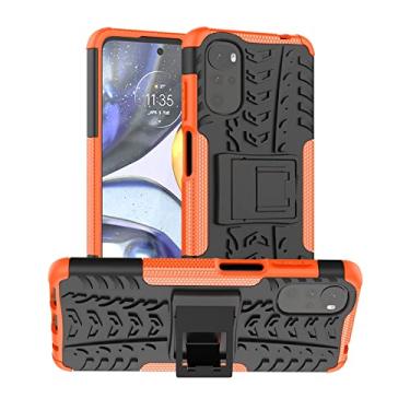 Imagem de YUNCHAO Caixa de telefone Para Motorola Moto G22/E32 Textura do pneu TPU + Caixa de telefone PC com suporte capa para celular