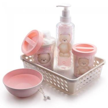 Imagem de Kit Higiene Infantil 5 Peças Urso Rosa -  Plasútil Baby