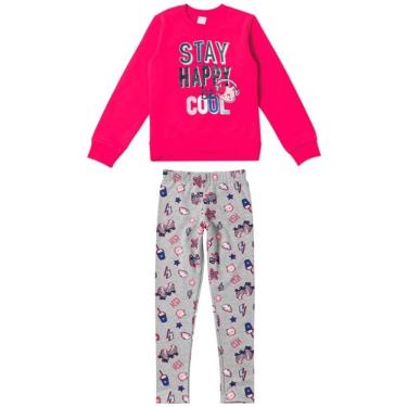 Imagem de Conjunto Malwee Infantil Feminino Blusão Com Calça Moletom Stay Happy Be Cool Pink