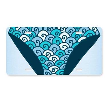 Imagem de DIYthinker Calção de banho azul, estampa de ilustração, placa de carro, acessório de aço inoxidável