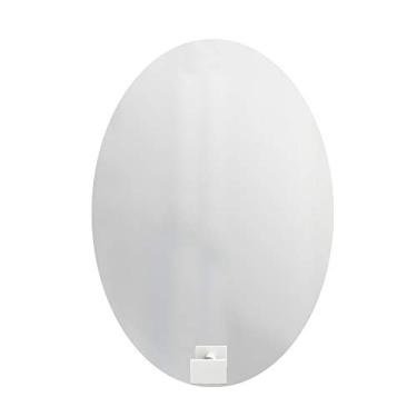 Imagem de Espelho Decorativo Oval Com Gancho Alumínio Branco Retangular 60 X 40 Cm