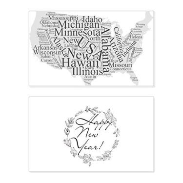 Imagem de Mapa dos EUA da América da Cidade Wordcloud Festival Ano Novo Cartão Bless Mensagem Presente