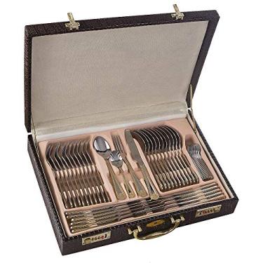 Imagem de Faqueiro Inox Luxo 84 Peças Dourado com Maleta