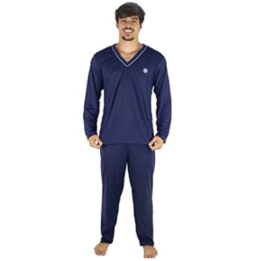Imagem de Pijama Longo Adulto Masculino Manga Comprida e Calça 080 (Azul, G)