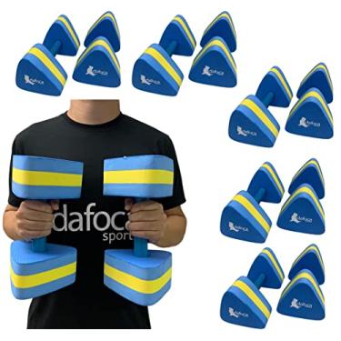 Imagem de Kit 5 Pares de Halteres Hidroginástica Grande em EVA DF1093-A G 3 a 4kg Azul/Amarelo