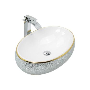 Imagem de Kit Cuba Pia Louça Cerâmica Banheiro C/Torn e Vál Cromada 50