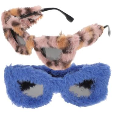 Imagem de GALPADA 6 Peças óculos de pelúcia óculos de sol leopardo para mulheres luva termorretrátil para tênis oculos de sol copos óculos divertidos para festa óculos de engraçado decorar