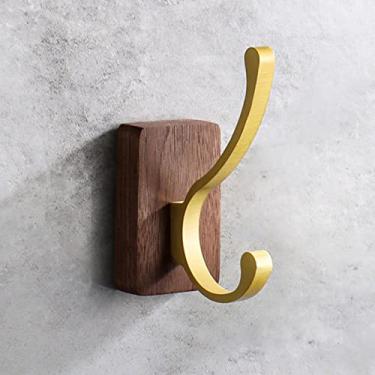 Imagem de Gancho de roupas de madeira maciça gancho de toalha de banheiro ganchos de casaco autoadesivos gancho de parede gancho de armário acessórios de banheiro, a61310gn