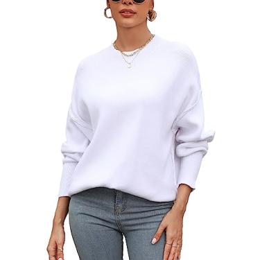 Imagem de Pulôver de Malha Suéter Superior, Casual Cabido Lado Dividido Manga Comprida Suéter de Malha Gola Redonda Cor Lisa para Namoro (XL)