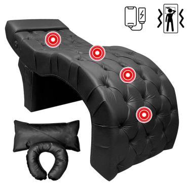 Imagem de Maca Estética VIP com Massagem Carregador Capitonê Corino Preto SOFA STORE