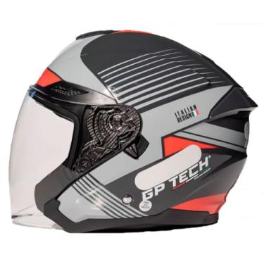 Imagem de Capacete De Moto GP Tech Open OF669 Aberto Óculos Interno Fumê Sem Queixeira Air Vermelho Brilhante 60