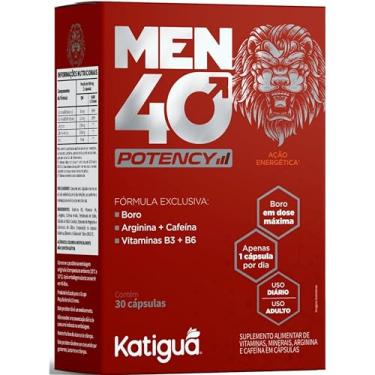 Imagem de Katiguá, Men 40 Potency, Com Boro, Arginina + Caffeine, Vitamina B3 + B6, Sem sabor, Para Homens, 30 Cápsulas rígidas • 30 doses, Vermelho