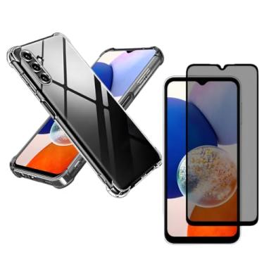 Imagem de Capa Capinha Anti Impacto + Película Privacidade 3D Para Galaxy A14 Tela De 6,6 Polegadas - (Bluepink)