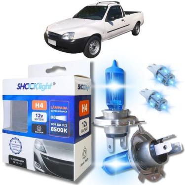 Imagem de Kit par lâmpadas super branca conector h4 8500k shocklight + par leds 
