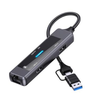 Imagem de BaotyJie 5 em 1 USB C Hub USB C Docking Station Luz Indicadora de Energia Prática USB C Splitter Hub USB para Laptop Mouse Telefone Teclado