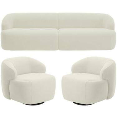 Imagem de Sofá 4 Lugares Curvo Orgânico com 02 Poltronas Para Sala Living 280cm 