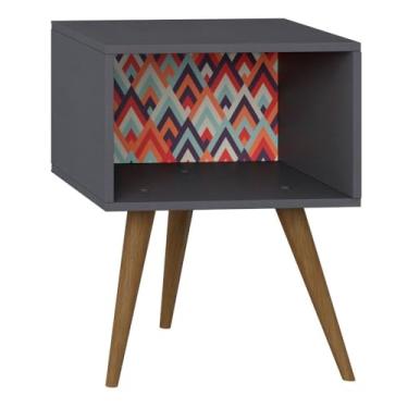 Imagem de Mod Retro Mesa de cabeceira Be Life Espresso/Estampa 1001 Vermelha 445X580X350 mm