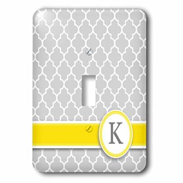 Imagem de 3dRose lsp_154577_1 Seu Nome Pessoal Inicial Letra K Monogramado Cinza Quatrefoil Padrão Personalizado Amarelo Cinza Interruptor Interruptor Capa