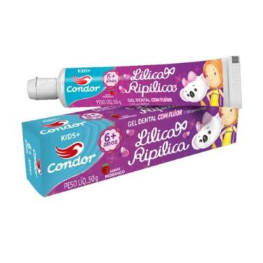 Imagem de Gel Dental Infantil Condor 50g Com Fluor Lilica Ripi Morango