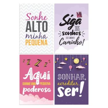 Imagem de Kit Placa Decorativa MDF Frases Infantis Menina 4un 30x40cm - Quartinh