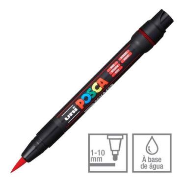 Imagem de Posca Brush PCF-350 Vermelha Ponta Pincel - UNI