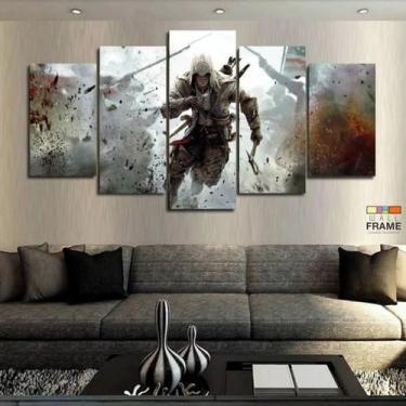 Imagem de Quadros Decorativos Jogo Assassin's Creed 63x13em Tecido - Wall Frame